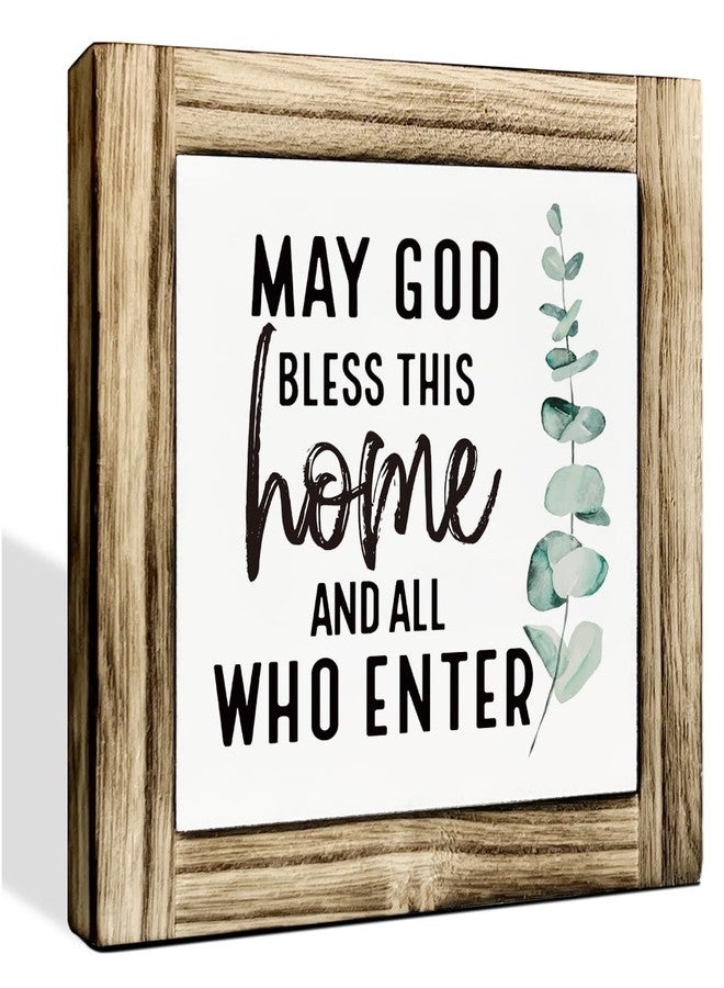 HiLus May God Bless This Home Decor - Christian Wooden Plaque Box Sign for Front Door, Housewarming or Farmhouse Tabletop Decor - Image 1